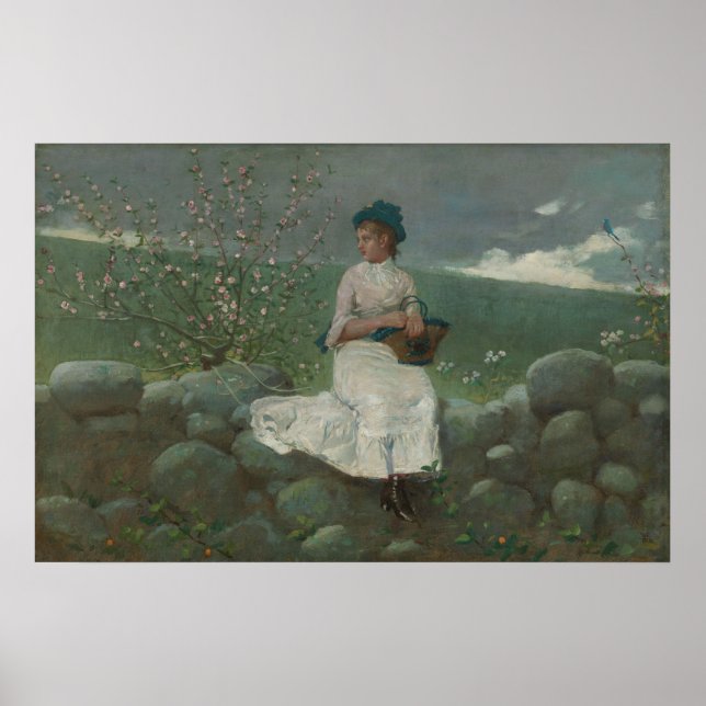 Póster Flores de arveja de invierno vintage (Frente)