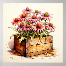 Póster Flores de Aster plantadas en bonito