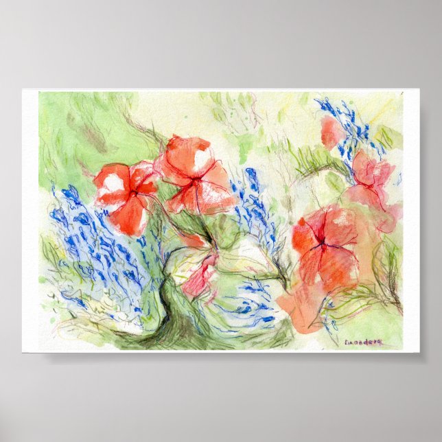 Póster Flores de Balsam y Lobelia (Frente)