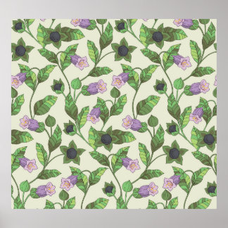 Póster Flores de Belladonna: Ilustracion floral vintage
