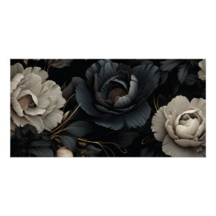 Póster Flores de blanco y negro