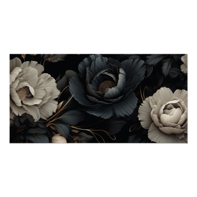 Póster Flores de blanco y negro (Anverso)