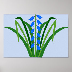 Póster Flores de Bluebell Niño Primavera