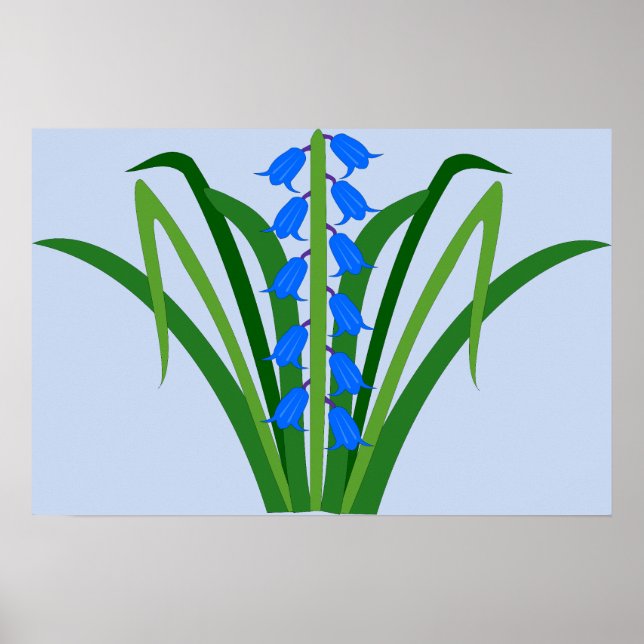 Póster Flores de Bluebell Niño Primavera (Frente)