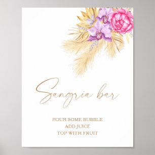 Póster Flores de boho acuático - bar sangriento
