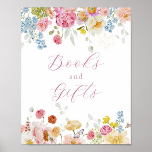 Póster Flores de Bonito brillante Rótulo de libros y rega
