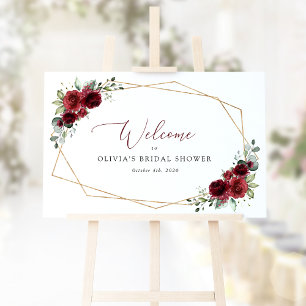 Póster Flores de Borgoña, Flores Rojas, Bienvenida Nupcia