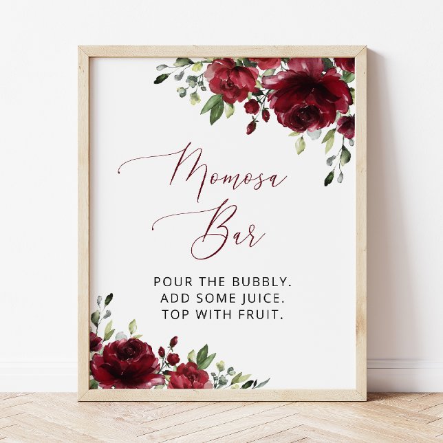 Póster Flores de Borgoña, Flores Rojas, Boho, Momosa Bar (Subido por el creador)