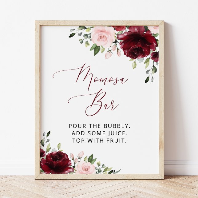 Póster Flores de Borgoña, Flores Rosa, Boho, Bar Momosa (Subido por el creador)