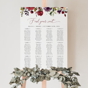 Póster Flores de Borgoña, Flores Rosadas, Gráfico de Asie