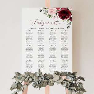 Póster Flores de Borgoña, Flores Rosadas, Gráfico de Asie
