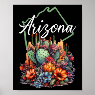 Póster Flores de cactus floreciendo en Arizona