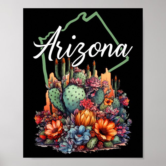 Póster Flores de cactus floreciendo en Arizona (Frente)