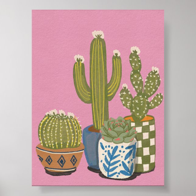 Póster Flores de Cactus Rosadas (Frente)