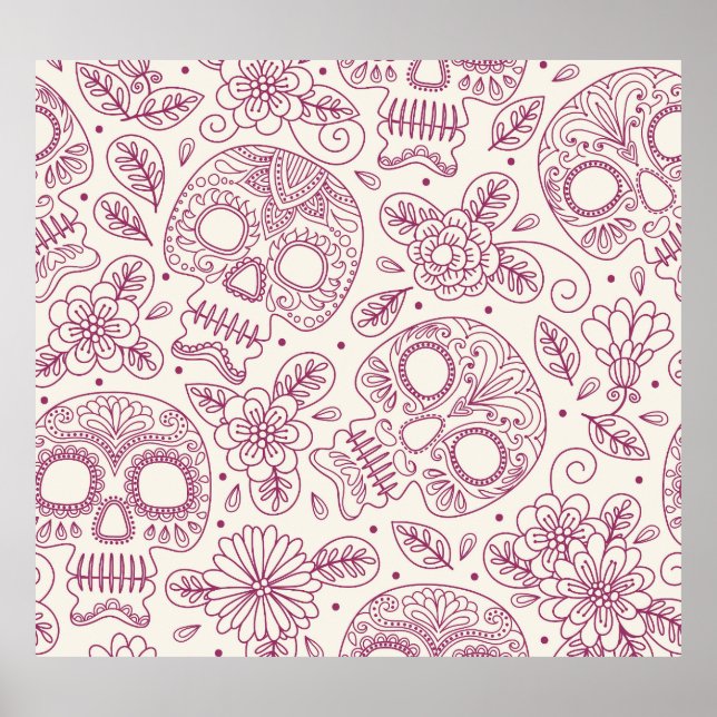 Póster Flores De Calavera: Día Mexicano Sin Maravillas. (Frente)