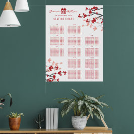 Póster Flores de Cerezo Rojas 囍 Gráfico de Asientos de Bo