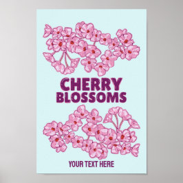 Póster Flores de cerezo rosa