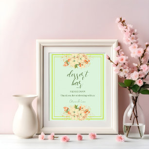 Póster Flores de cerezo rosado, barra de postres Boda