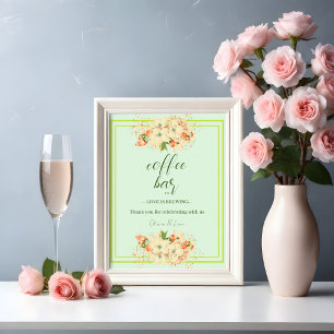 Póster Flores de cerezo rosado, Café Boda