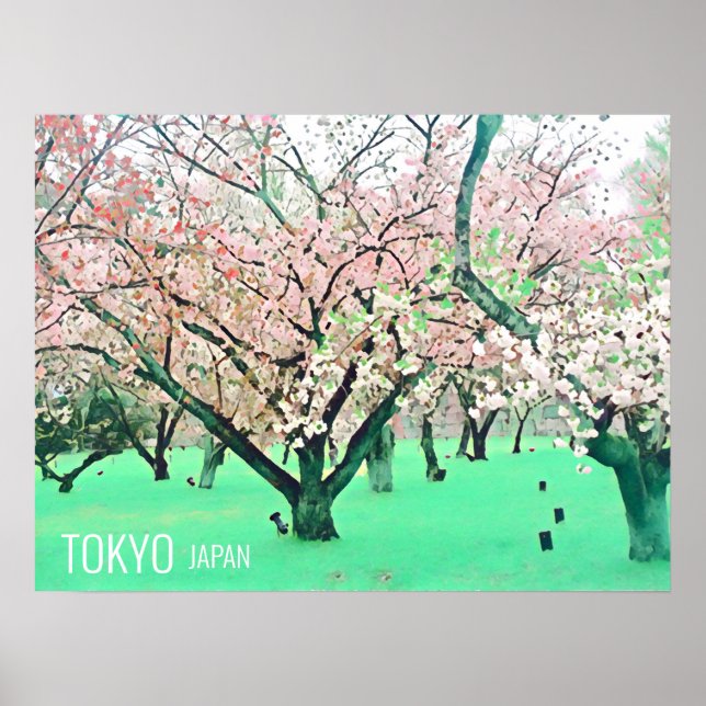 Póster Flores de cerezo Sakura Tokio Viajes impresos en J (Frente)