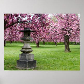 Póster Flores de cerezo y papel Poster de la pagoda (Matt