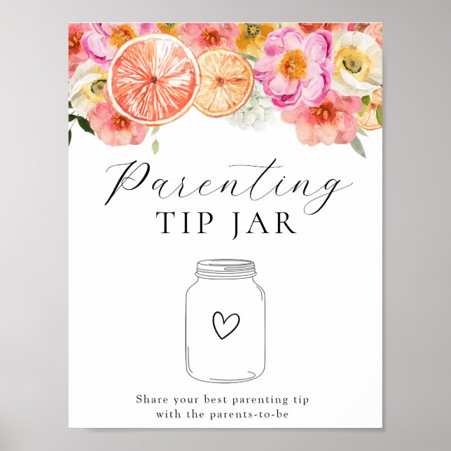 Póster Flores de cítricos rosados Consejo de padres Jar (Frente)