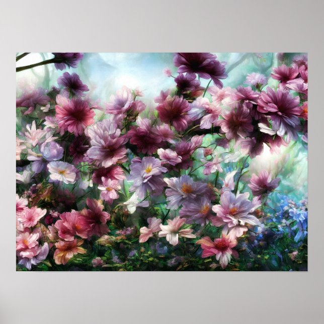 Póster Flores de colmenillas de flores de cerezo (Frente)