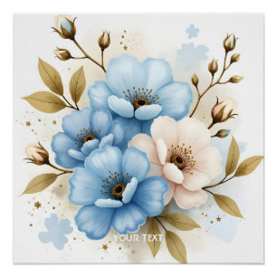 Póster Flores de color de agua grata y dulce
