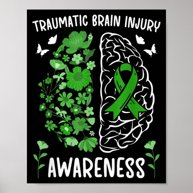 Póster Flores de Conciencia de Lesiones Cerebrales Traumá (Frente)