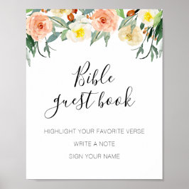 Póster Flores de coral Rótulo Boda de libros de la Biblia