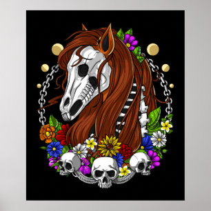 Póster Flores de cráneo de caballo