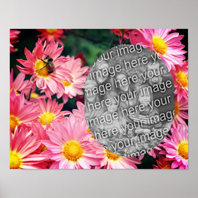 Póster Flores De Daisy Y Marco De Abeja De Bumble Añade T (Frente)