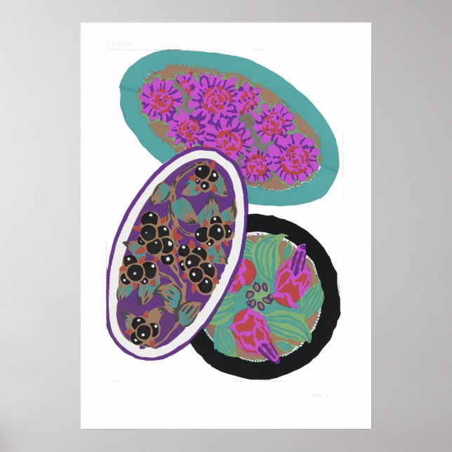 Póster Flores de época, elegante Art Nouveau (Frente)