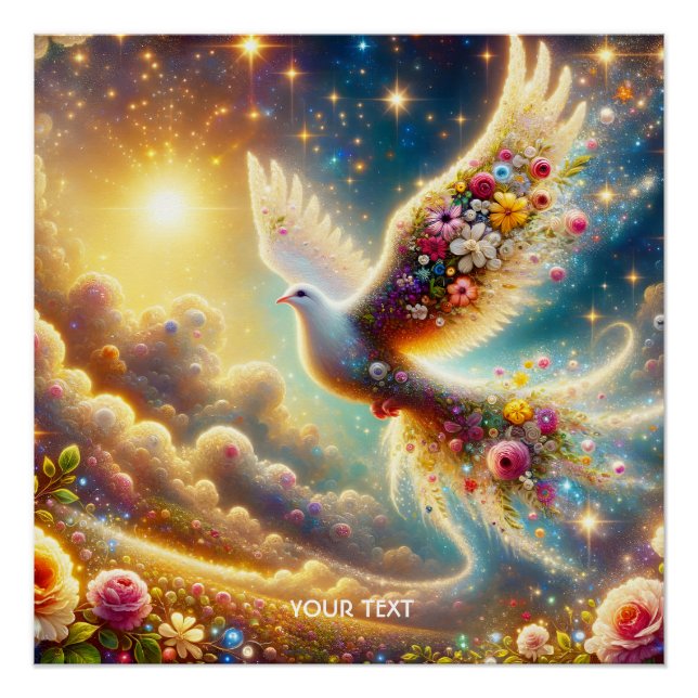 Póster Flores de espacio de pichón cutáneo de fantasía (Anverso)
