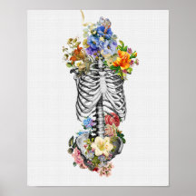 Flores de esqueleto de anatomía artística impresa