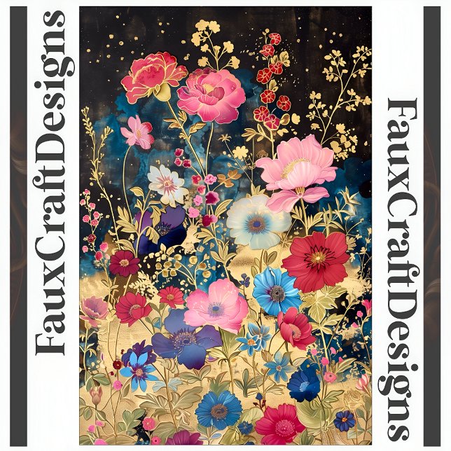 Póster Flores De Fantasía Floral Imprimibles En Negro Oro (Subido por el creador)