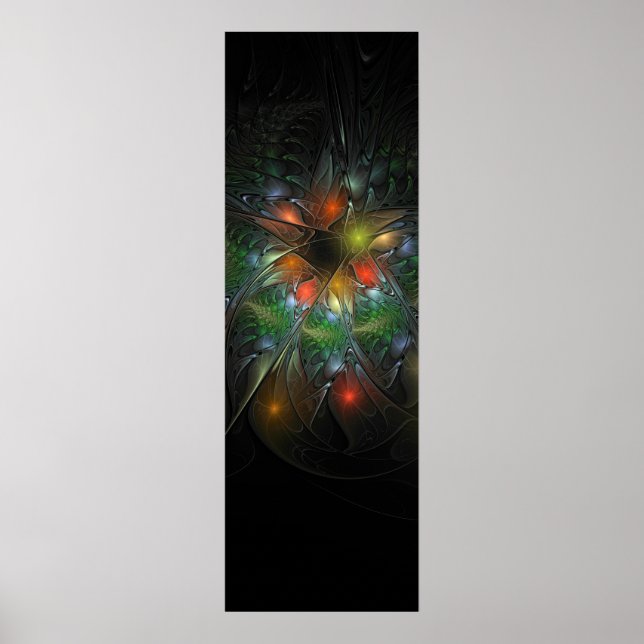 Póster Flores de fantasía fractal blandas y tendientes (Frente)