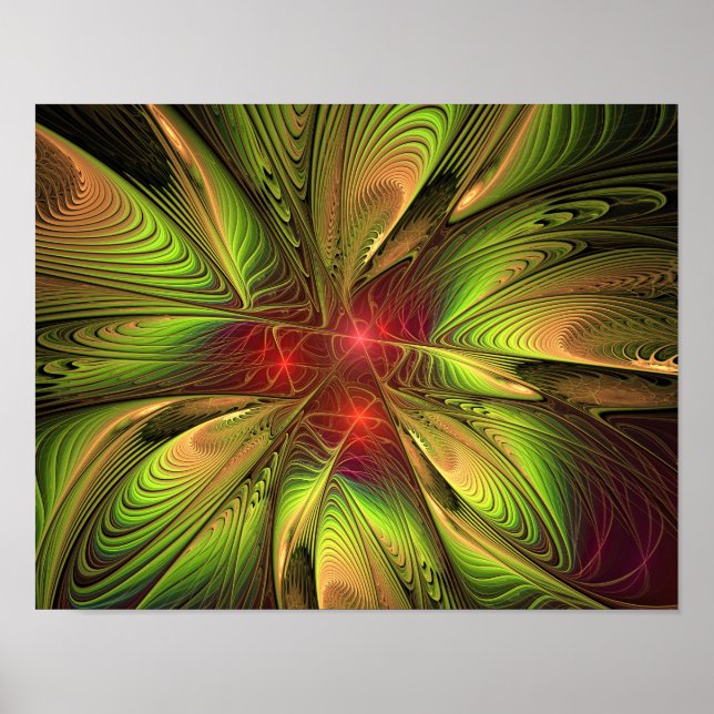 Póster Flores de fantasía fractal blandas y tendientes (Frente)