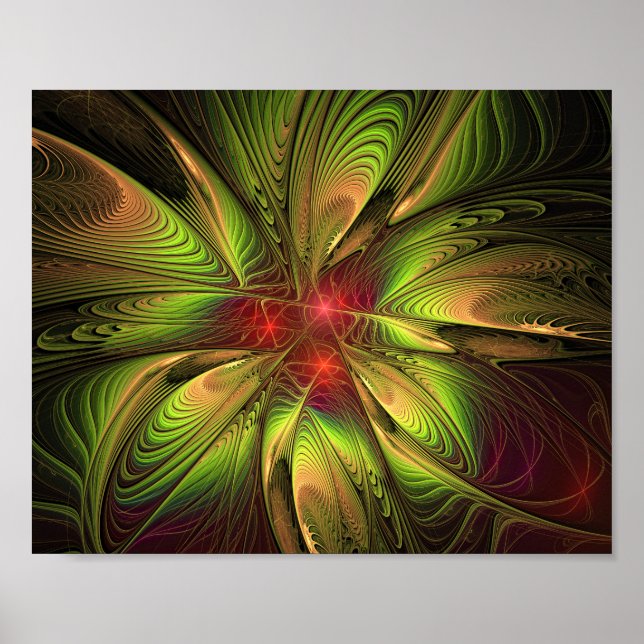 Póster Flores de fantasía fractal blandas y tendientes (Frente)