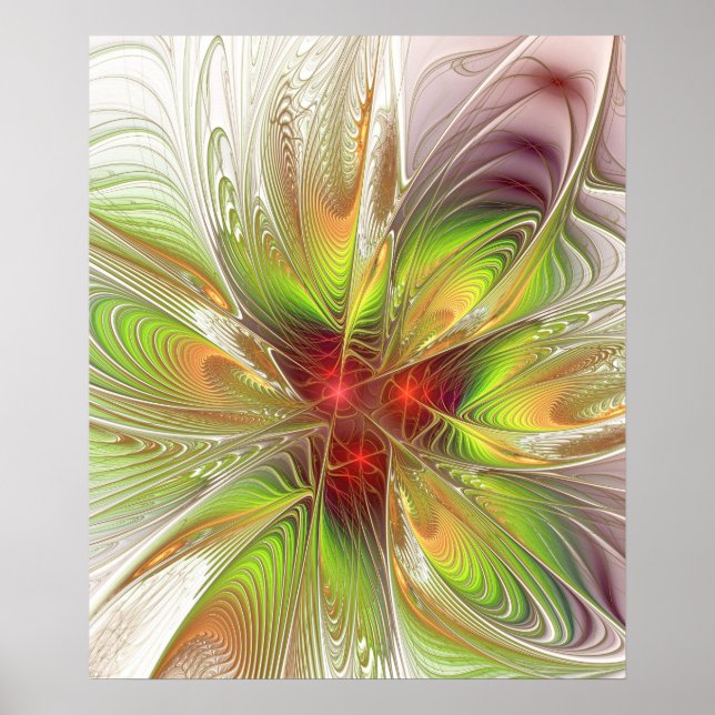Póster Flores de fantasía fractal blandas y tendientes (Frente)