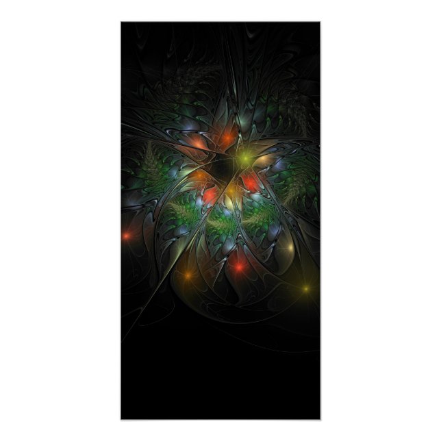 Póster Flores de fantasía fractal blandas y tendientes (Anverso)