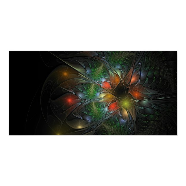 Póster Flores de fantasía fractal blandas y tendientes (Anverso)