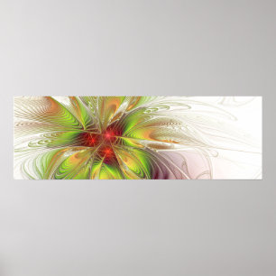 Póster Flores de fantasía fractal blandas y tendientes