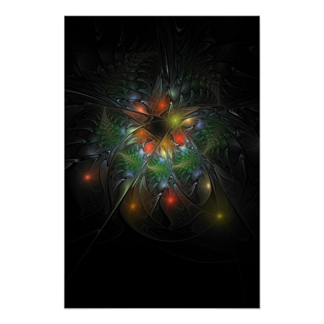 Póster Flores de fantasía fractal blandas y tendientes (Anverso)