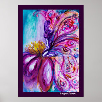 PÓSTER FLORES DE FLORES BLANCOS EN COLOR ROSA, DERRAMES D