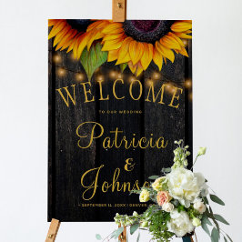 Póster Flores de flores de madera rústica otoño boda seña