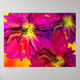 Póster Flores de fucsia (magenta) abstractas modernas