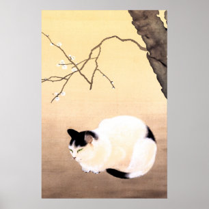 Póster Flores de gato y ciruela - Poster Hishida Shunso