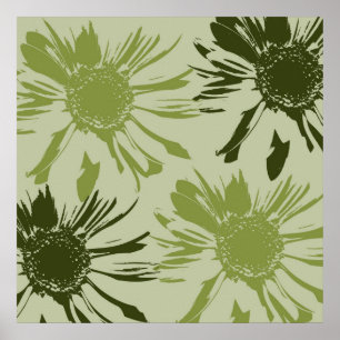 Póster Flores de Gerbera Lime Green