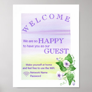 Póster Flores de Gloria de la Mañana Contraseña de Wifi d